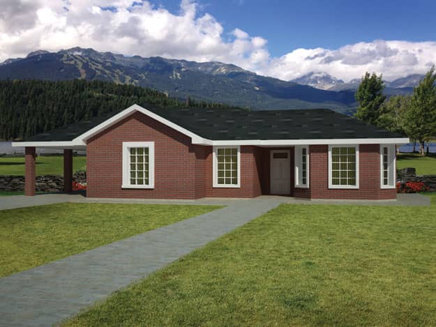 Front elevation of Southwest ranch (ThePlanCollection: House Plan #191-1026)