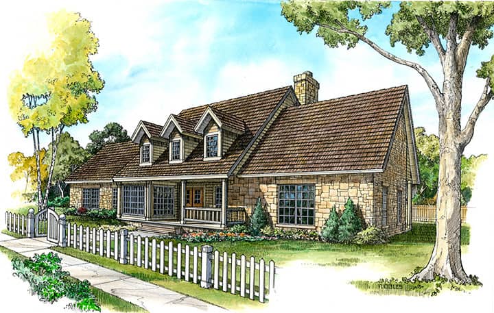 Front elevation of Country home (ThePlanCollection: House Plan #192-1017)