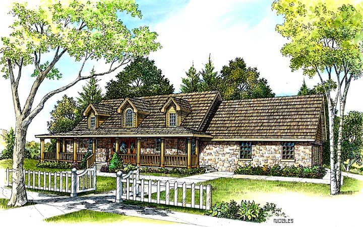 Front elevation of European home (ThePlanCollection: House Plan #192-1023)