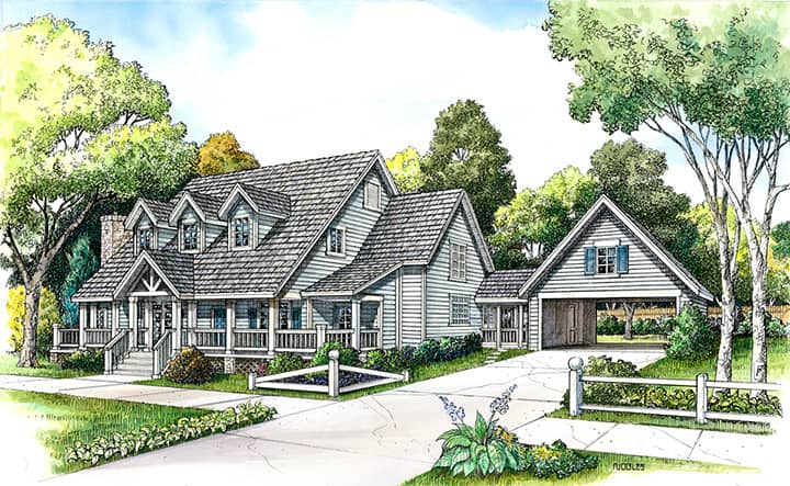 Front elevation of Country home (ThePlanCollection: House Plan #192-1031)