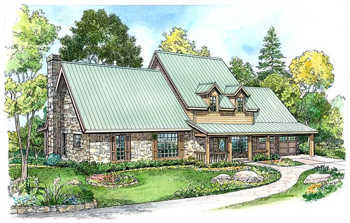 Front elevation of Country home (ThePlanCollection: House Plan #192-1037)