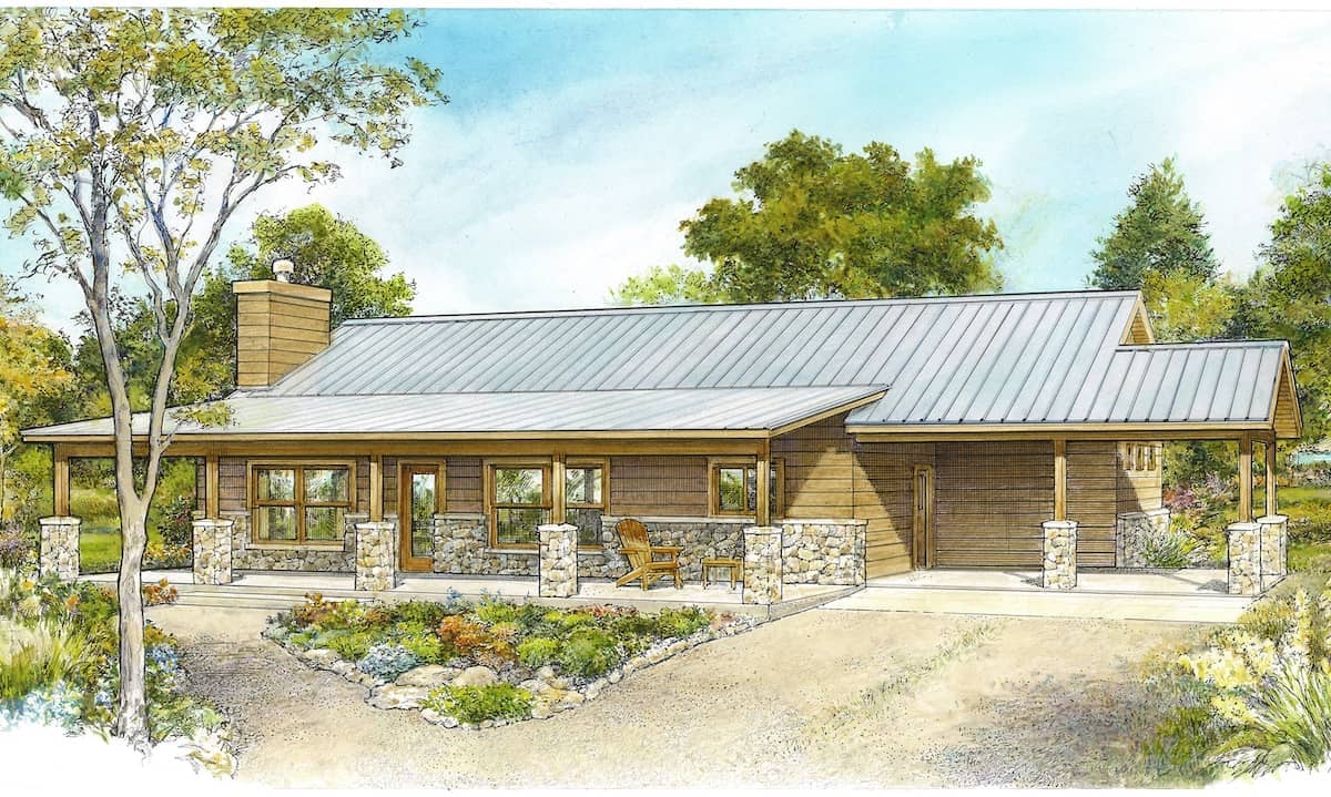 California style ranch home (ThePlanCollection: Plan #192-1068)