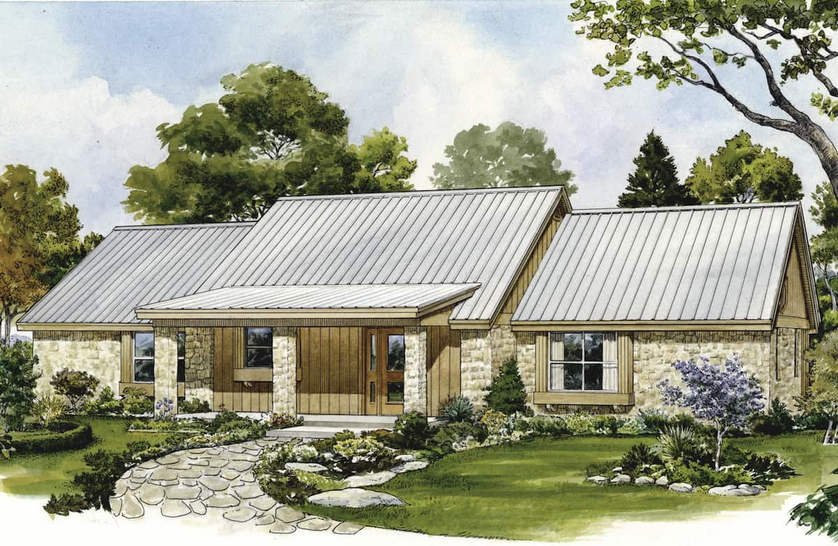 Rustic Country Ranch home (ThePlanCollection: Plan #192-1069)