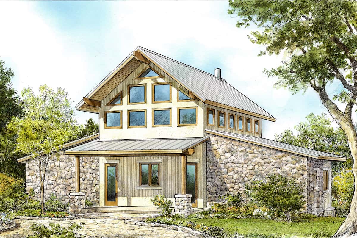 Contemporary style rustic home (ThePlanCollection: Plan #192-1071)