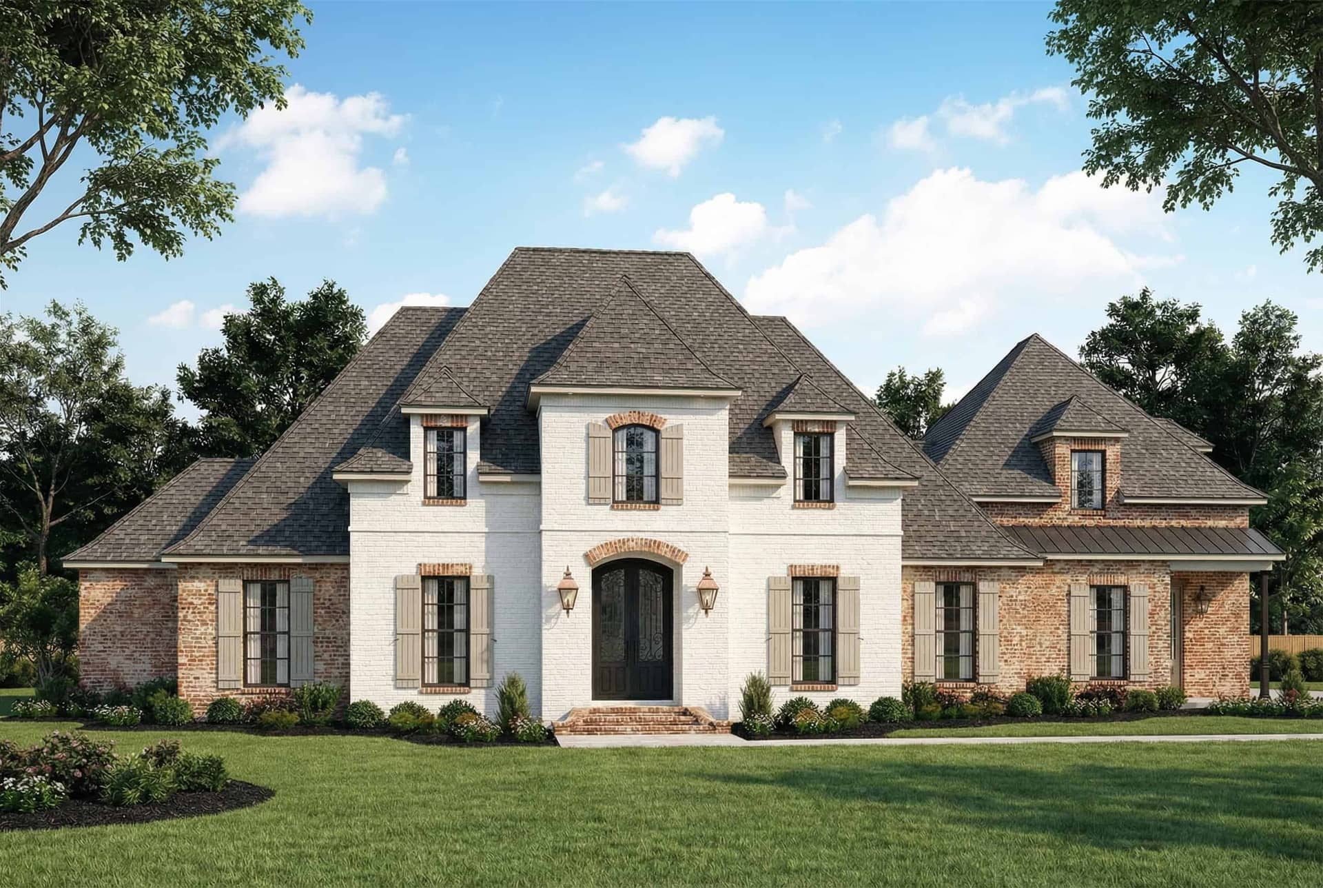 Front elevation of Craftsman home (ThePlanCollection: House Plan #193-1014)