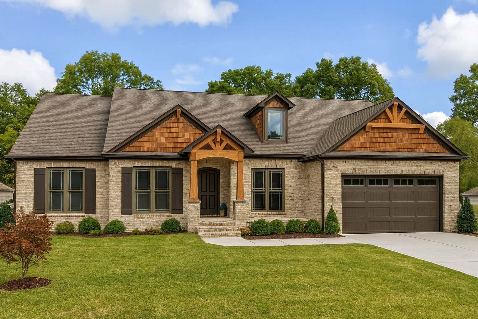 Front elevation of Craftsman home (ThePlanCollection: House Plan #193-1016)