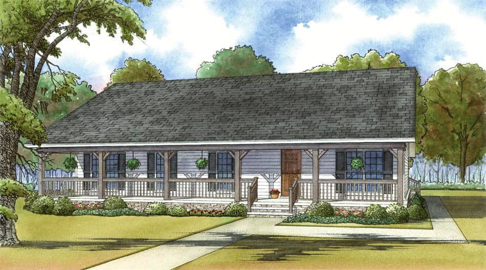 Front elevation of Country home (ThePlanCollection: House Plan #193-1035)