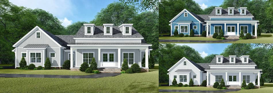 Farmhouse home (ThePlanCollection: Plan #193-1109)