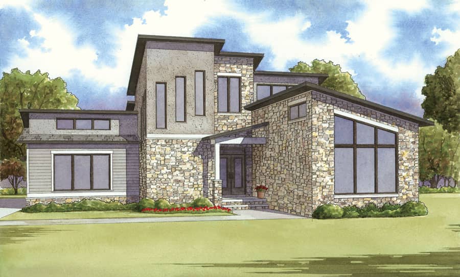 Contemporary home plan (ThePlanCollection: House Plan #193-1111)