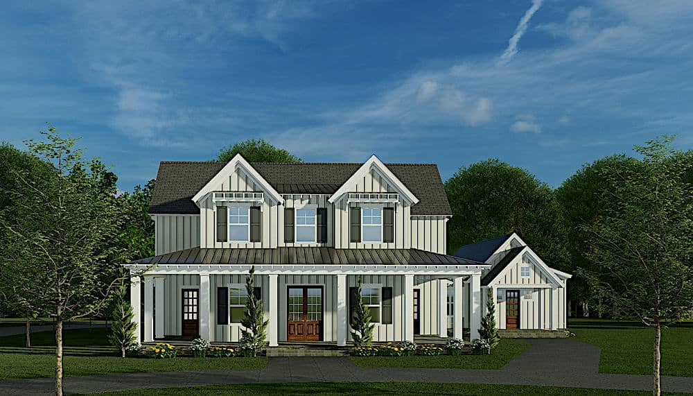 Farmhouse home (ThePlanCollection: Plan #193-1141)