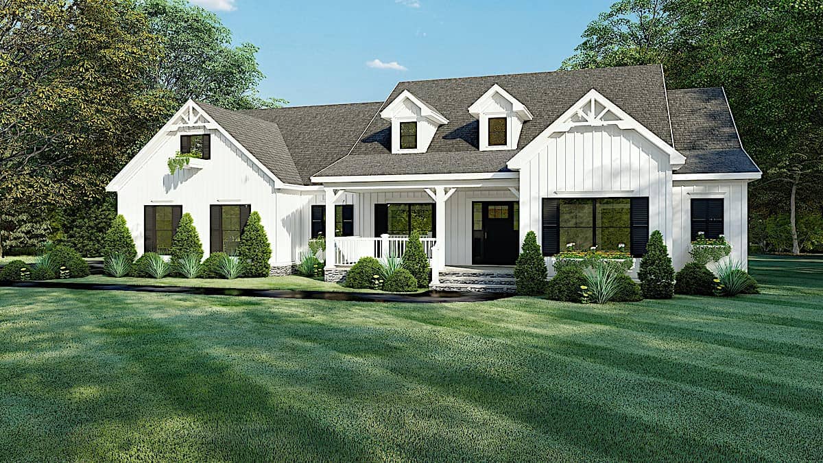 Farmhouse style home (ThePlanCollection: Plan #193-1150)