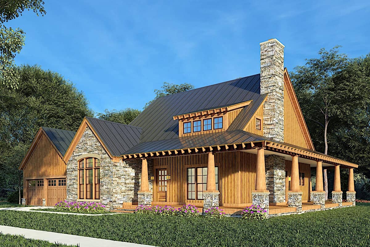Rustic Cabin style home (ThePlanCollection: Plan #193-1179)