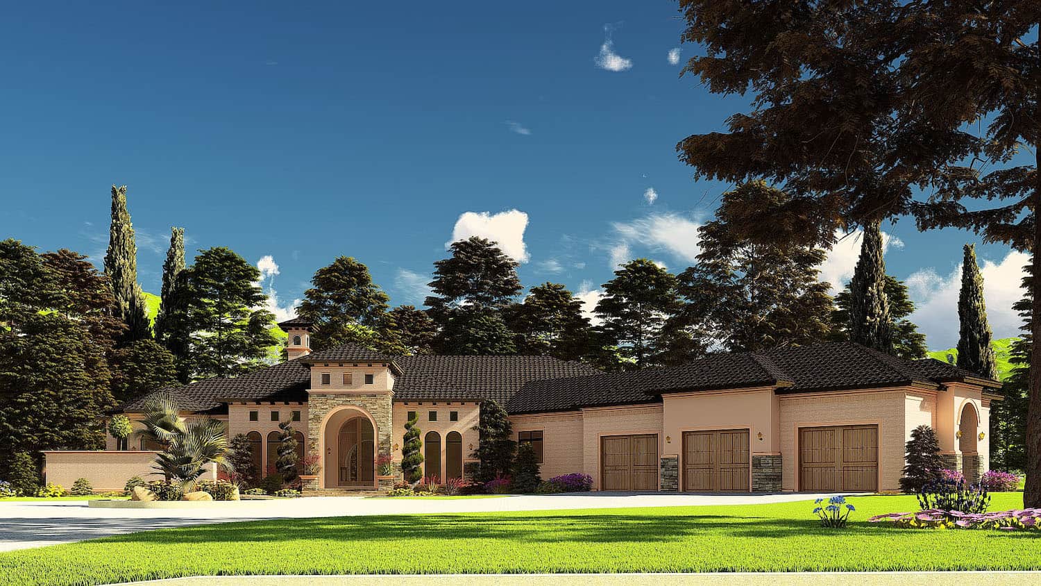 Front elevation of Mediterranean home (ThePlanCollection: House Plan #193-1190)