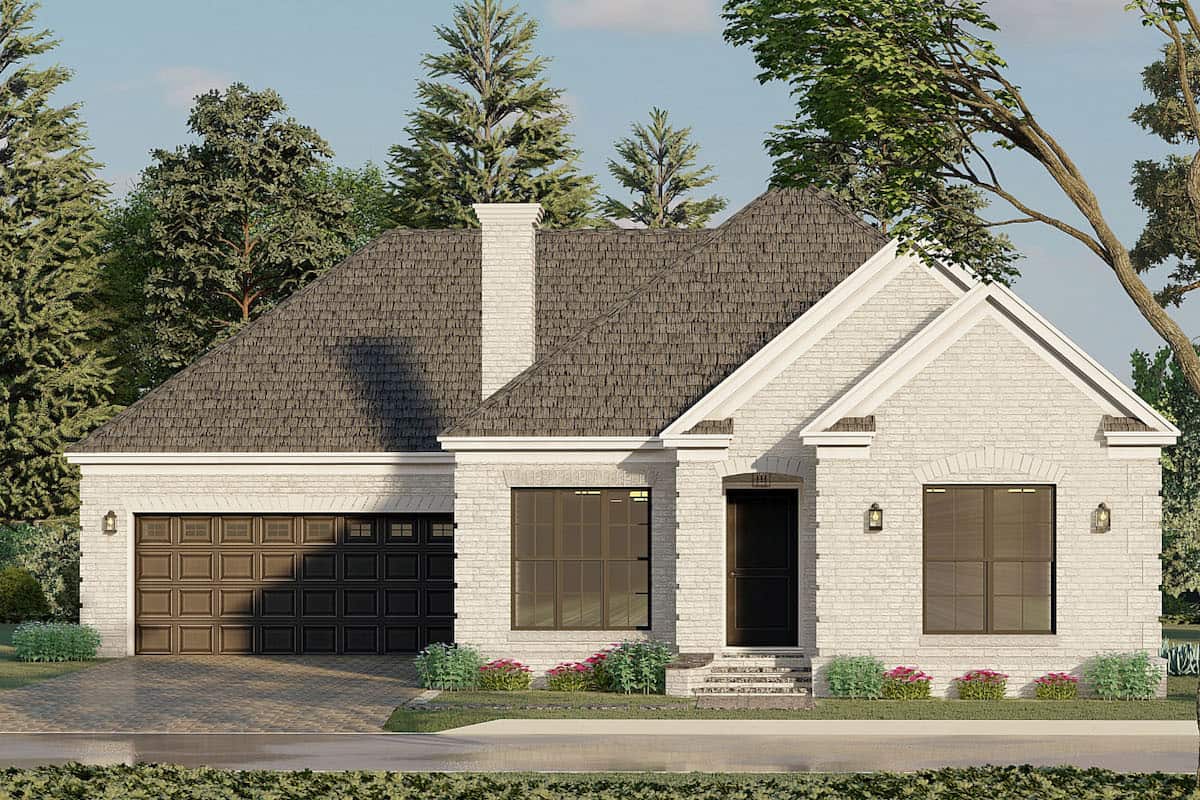 European style Ranch home (ThePlanCollection: Plan #193-1197)