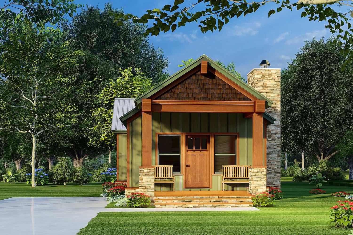 Front elevation of Cottage home (ThePlanCollection: House Plan #193-1221)