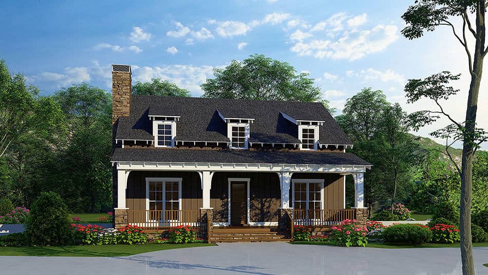 Front elevation of Farmhouse home (ThePlanCollection: House Plan #193-1226)