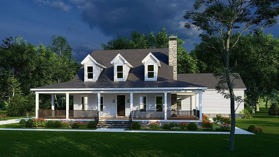 Front elevation of Ranch home (ThePlanCollection: House Plan #193-1233)