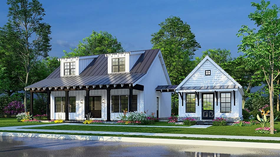 Front elevation of Modern Farmhouse home (ThePlanCollection: House Plan #193-1235)