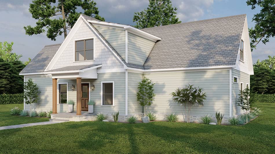 Front elevation of Arts and Crafts home (ThePlanCollection: House Plan #193-1260)