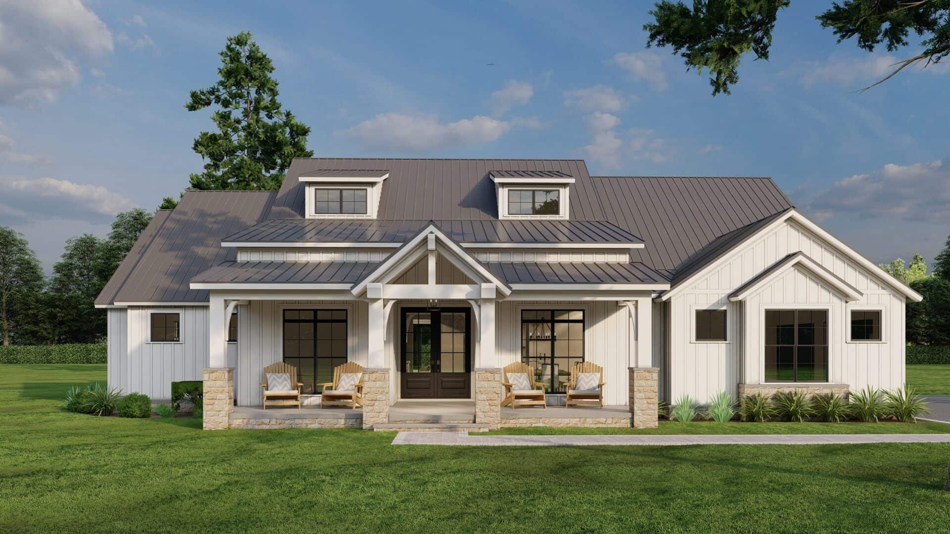 Front elevation of Traditional home (ThePlanCollection: House Plan #193-1297)