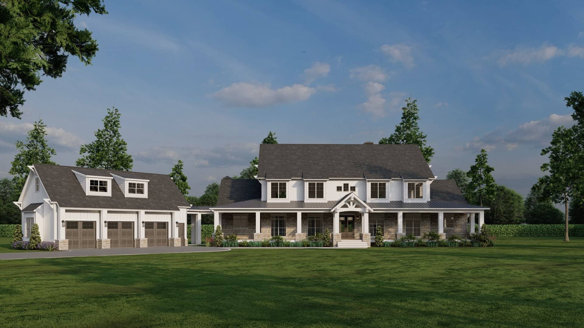 Front elevation of Farmhouse home (ThePlanCollection: House Plan #193-1319)