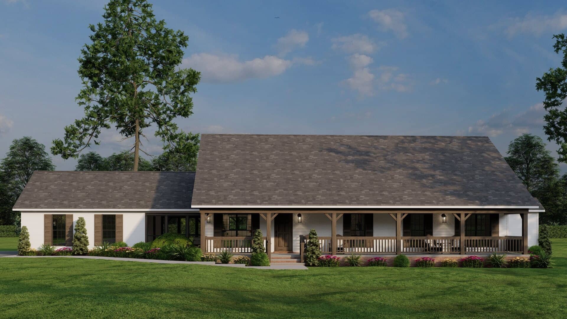 Front elevation of Farmhouse home (ThePlanCollection: House Plan #193-1320)