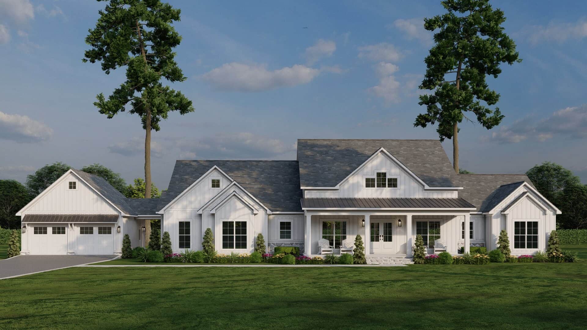 Front elevation of Modern Farmhouse home (ThePlanCollection: House Plan #193-1322)
