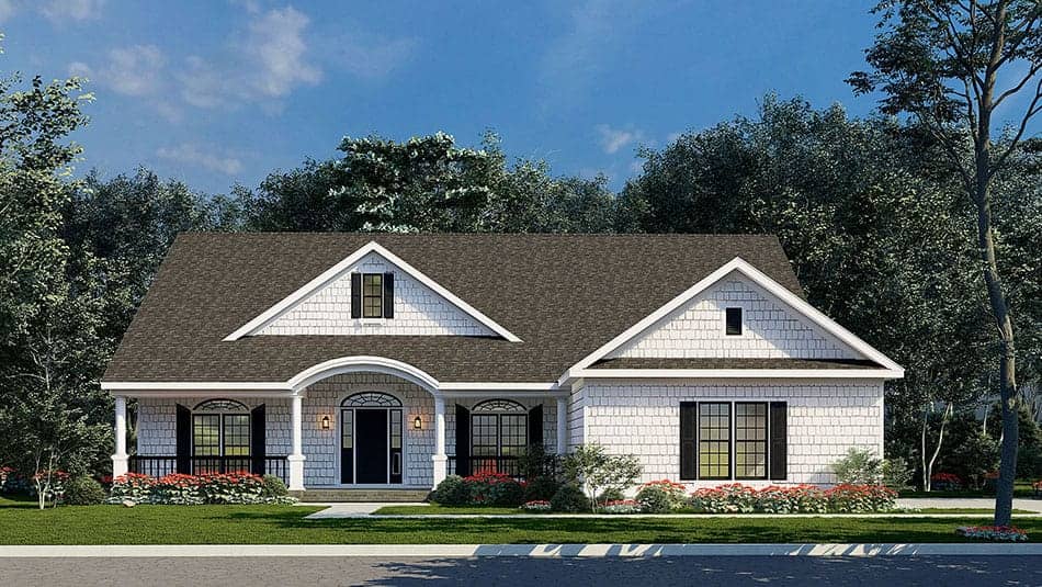 Front elevation of Ranch home (ThePlanCollection: House Plan #193-1326)