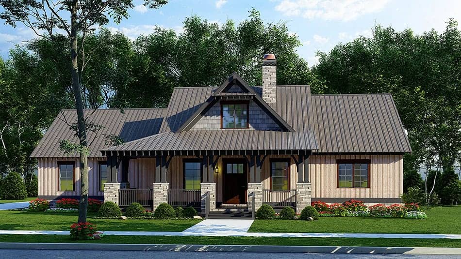 Front elevation of Rustic home (ThePlanCollection: House Plan #193-1329)