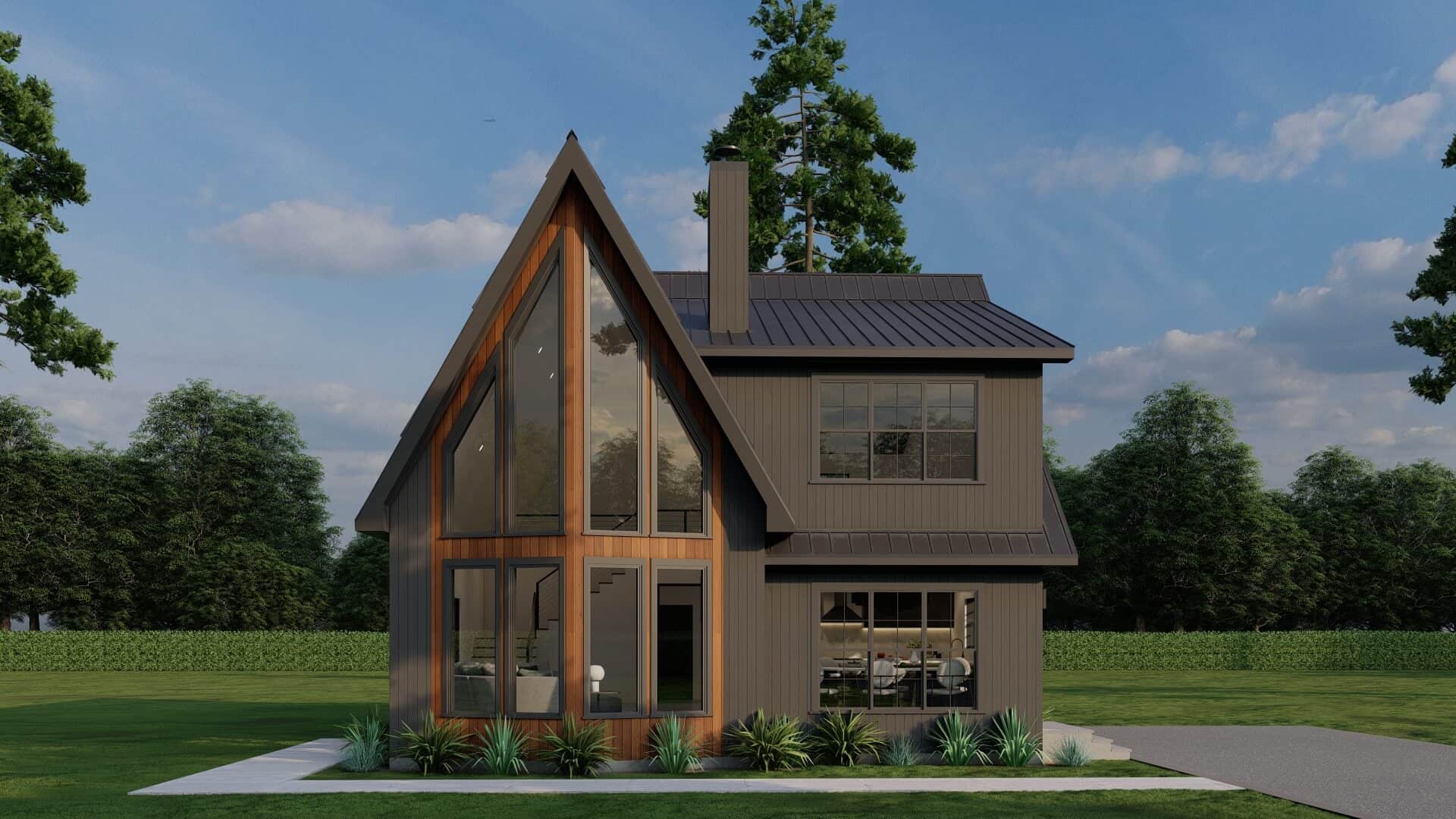 Front elevation of Cabin home (ThePlanCollection: House Plan #193-1346)