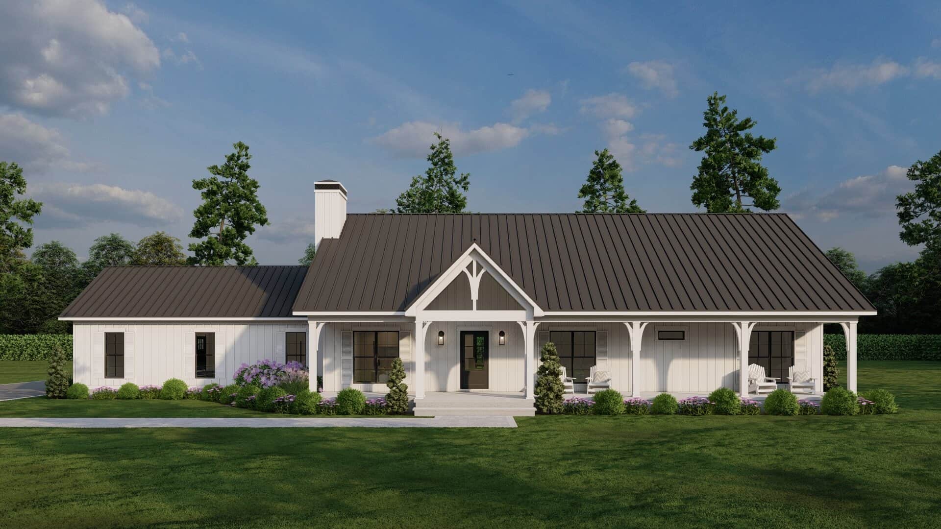 Front elevation of Modern Farmhouse home (ThePlanCollection: House Plan #193-1357)