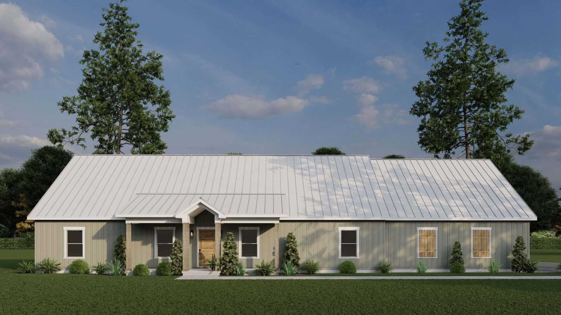 Front elevation of Modern Farmhouse home (ThePlanCollection: House Plan #193-1377)