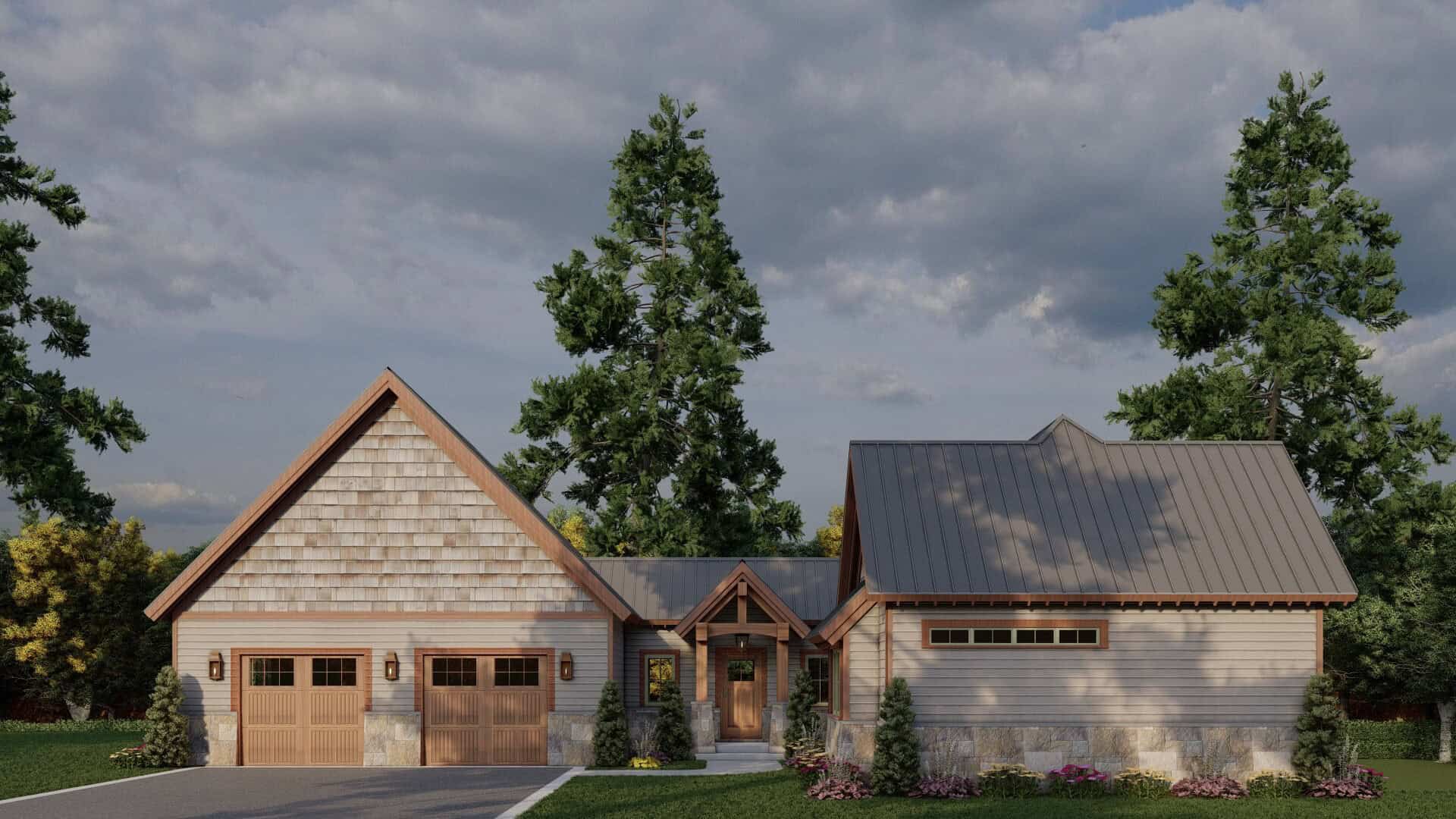 Front elevation of Rustic home (ThePlanCollection: House Plan #193-1380)