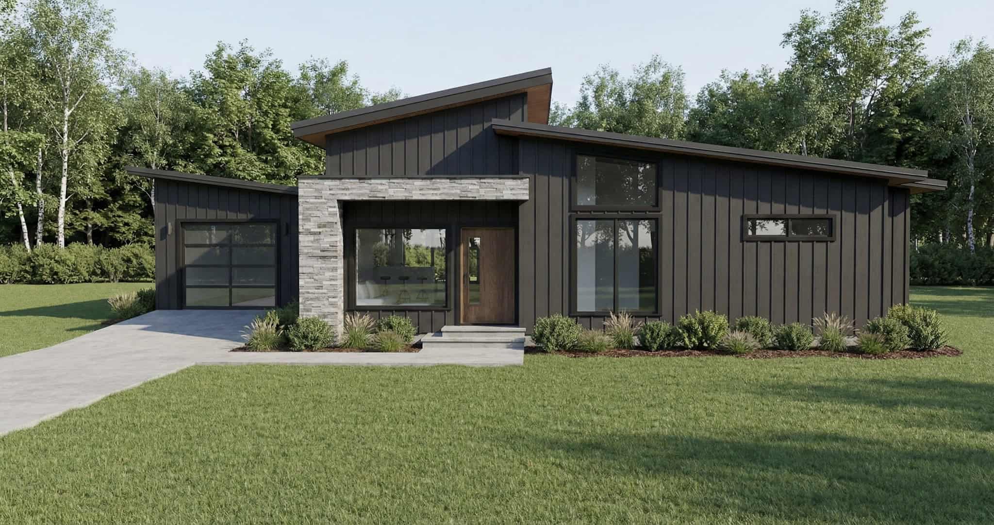 Front elevation of Modern home (ThePlanCollection: House Plan #193-1385)