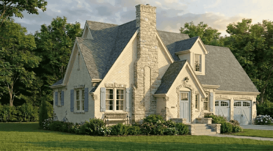 Front elevation of Cottage home (ThePlanCollection: House Plan #193-1404)