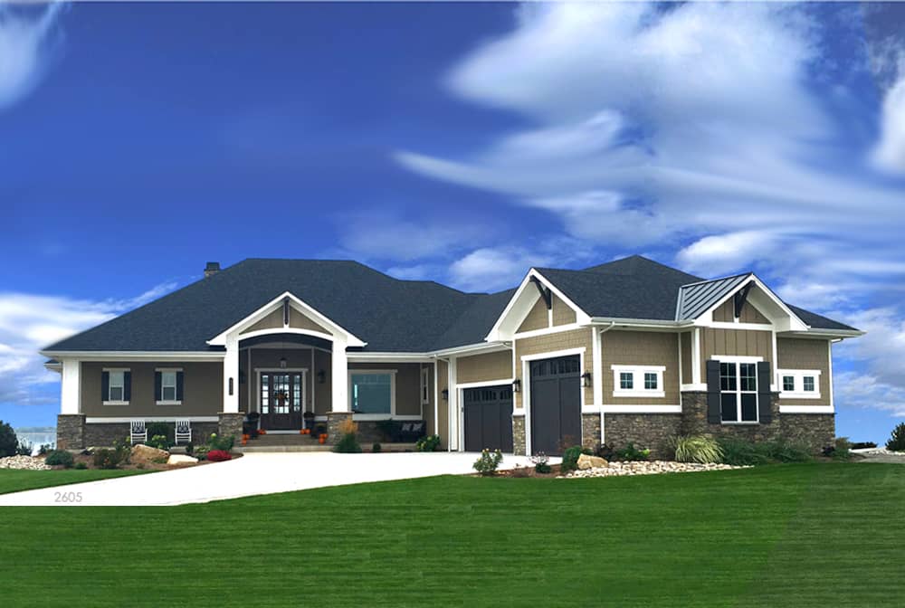2-4 Bedroom Transitional Ranch House Plan - 2605-5205 Sq Ft, 2.5 Bath