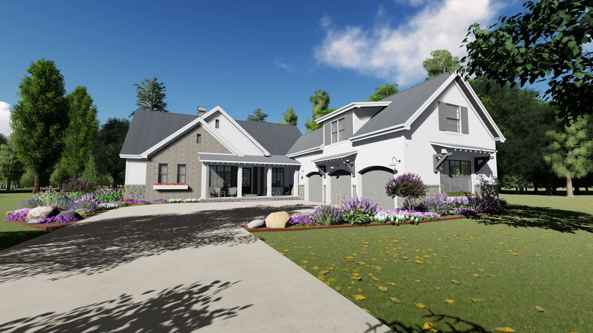 Front elevation of Modern Farmhouse home (ThePlanCollection: House Plan #194-1032)