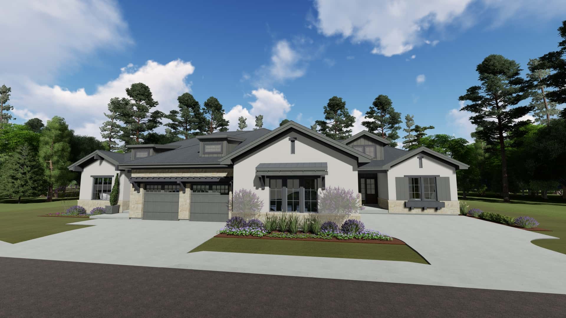 Ranch multi-unit home (ThePlanCollection: Plan #194-1057)