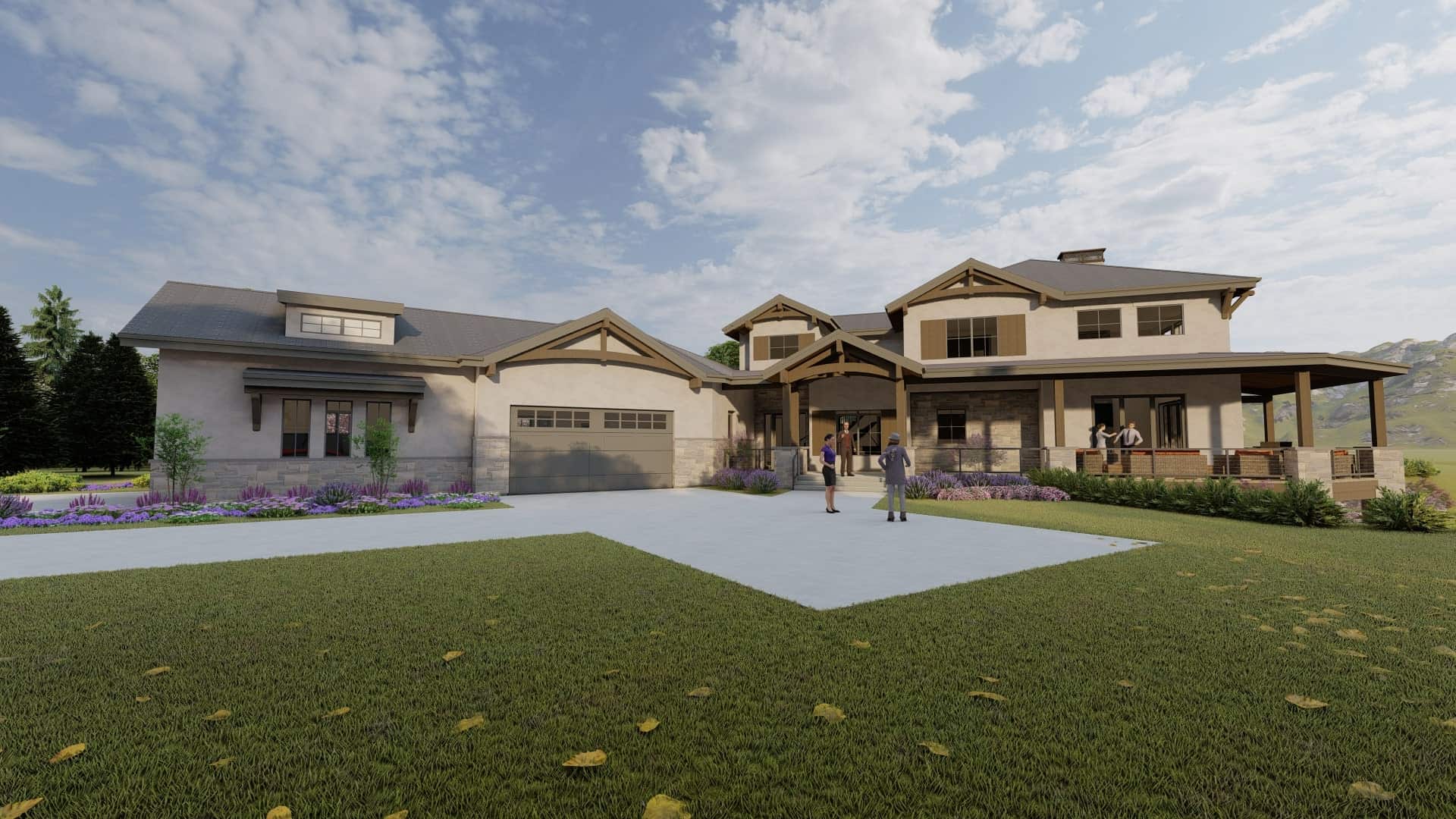 Front elevation of Contemporary home (ThePlanCollection: House Plan #194-1065)