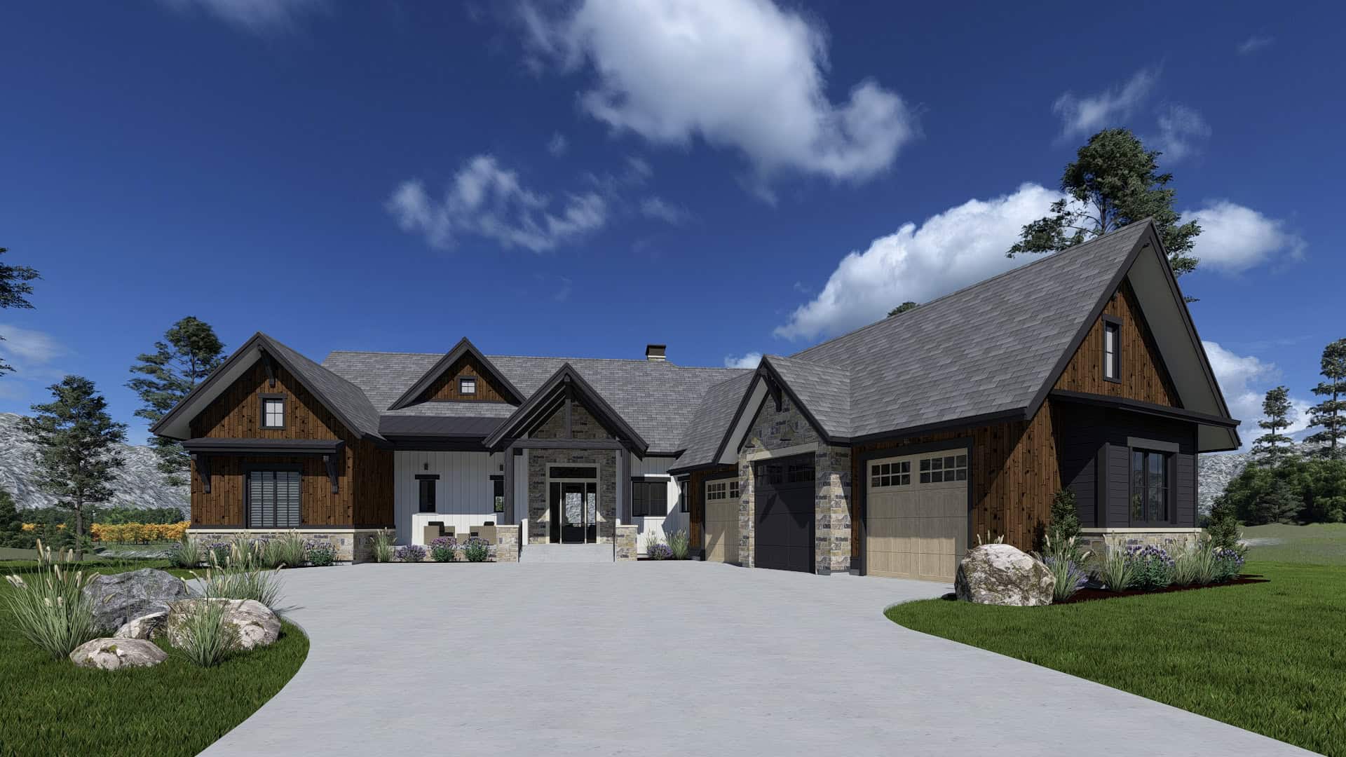 Front elevation of Texas home (ThePlanCollection: House Plan #194-1068)