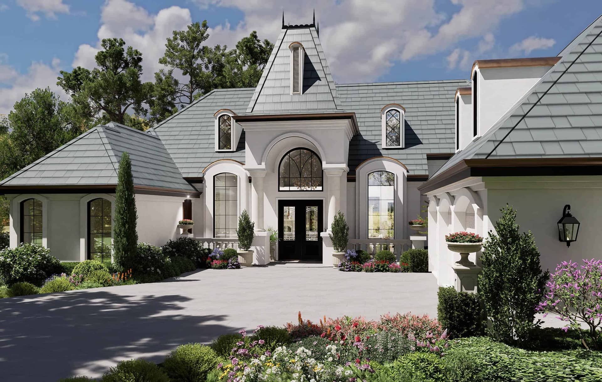 Front elevation of Mediterranean home (ThePlanCollection: House Plan #195-1006)