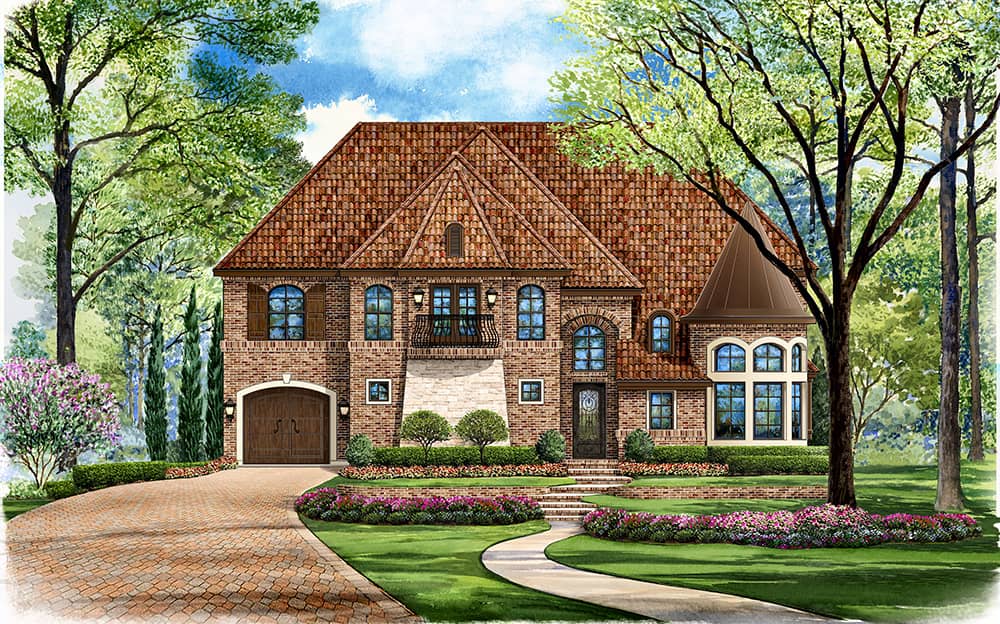 Front elevation of Mediterranean home (ThePlanCollection: House Plan #195-1039)