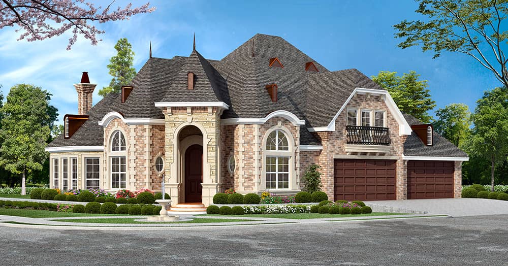 Front elevation of Georgian home (ThePlanCollection: House Plan #195-1049)