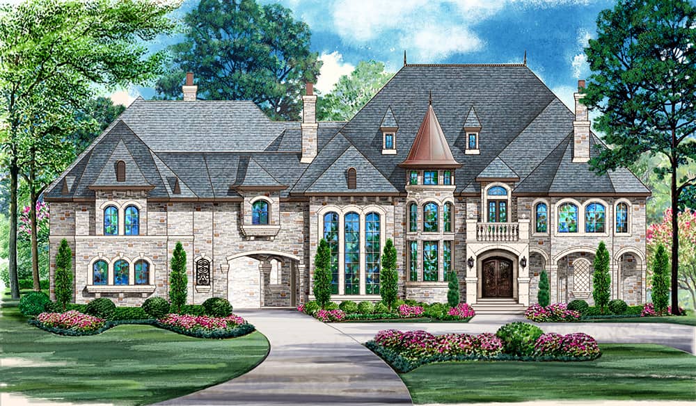 Front elevation of Mediterranean home (ThePlanCollection: House Plan #195-1094)