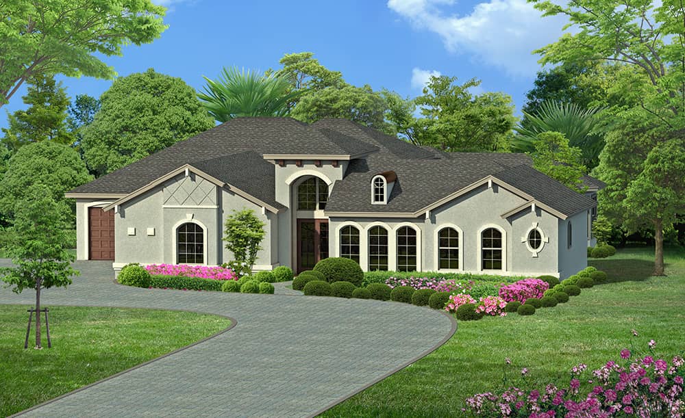 Front Elevation of this  House (#195-1098) at The Plan Collection.