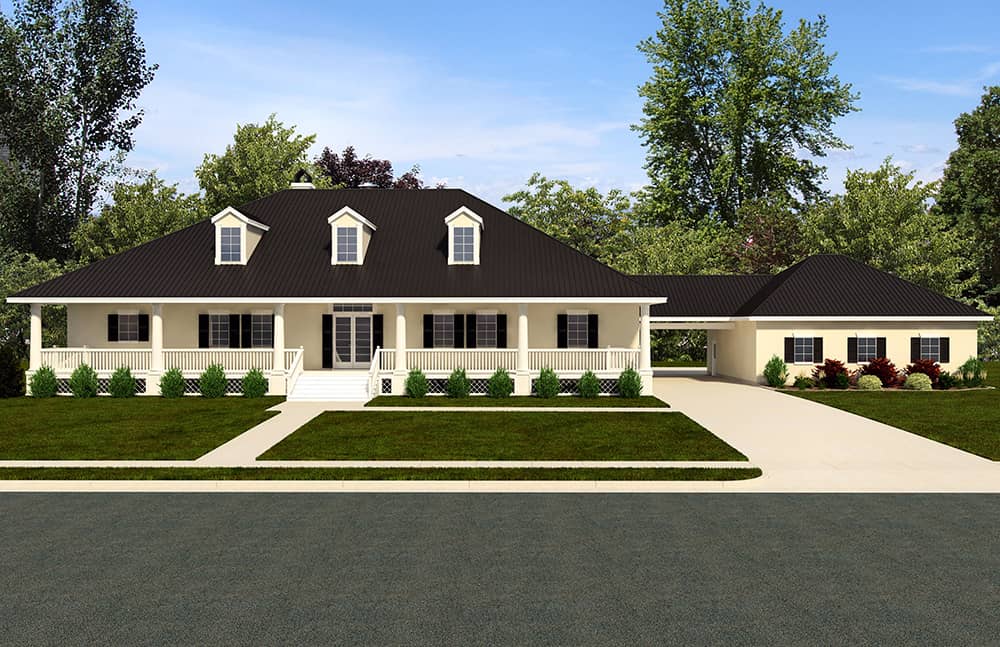 Front elevation of Craftsman home (ThePlanCollection: House Plan #195-1142)