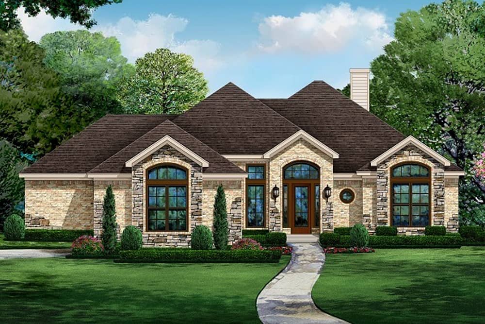 European style home (ThePlanCollection: Plan #195-1197)