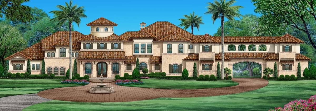 Spanish style house design (ThePlanCollection: Plan #195-1289)