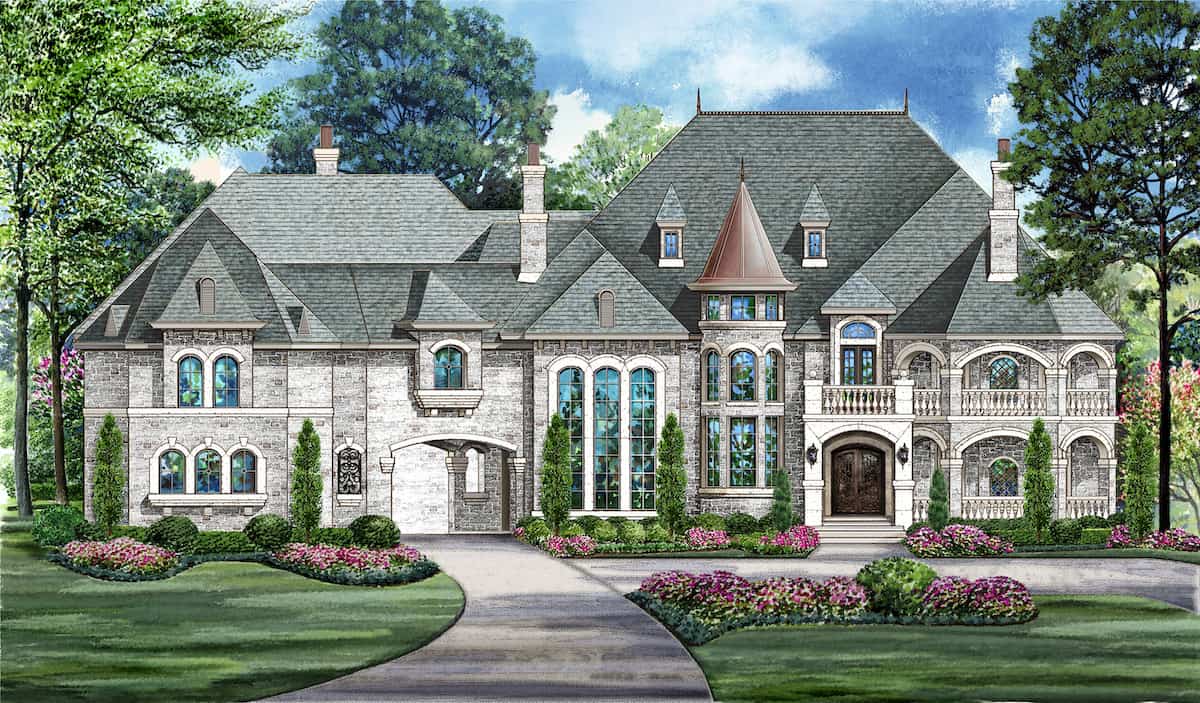 Luxury European style house design (ThePlanCollection: Plan #195-1290)
