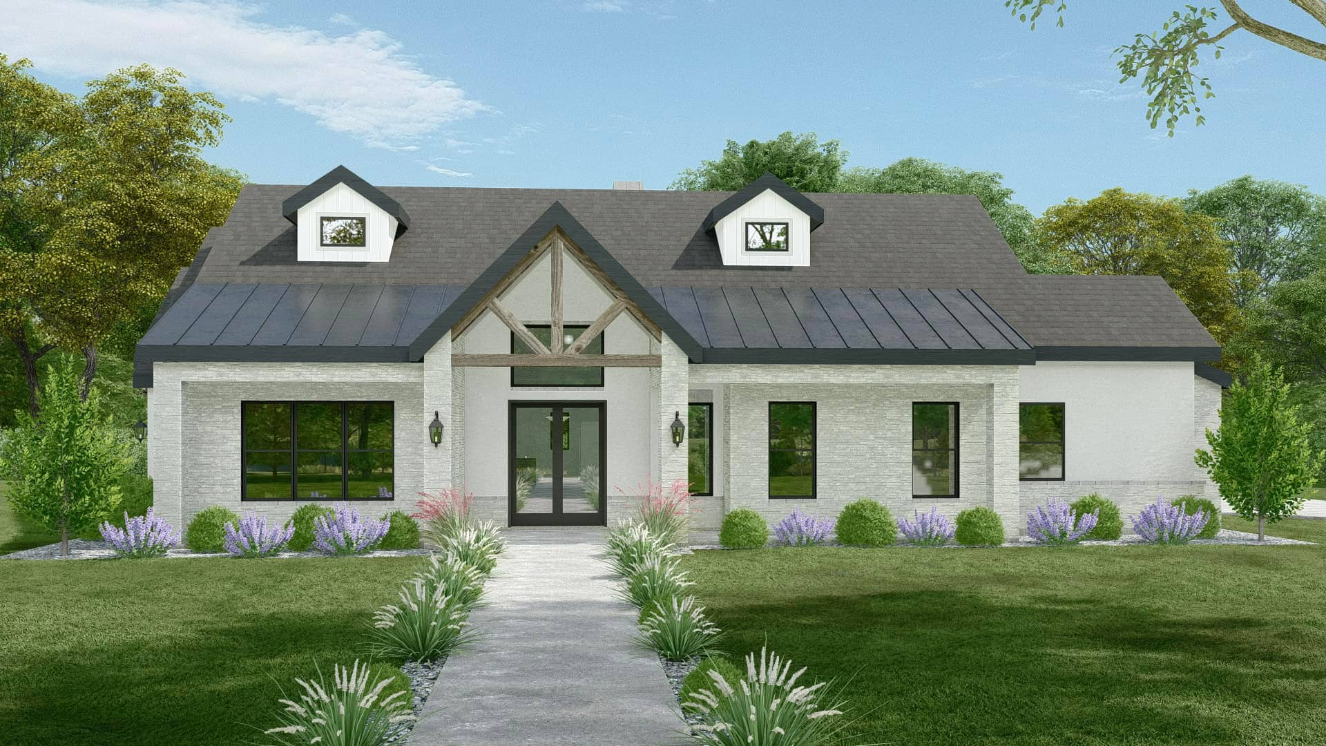 Front elevation of Tuscan home (ThePlanCollection: House Plan #195-1315)